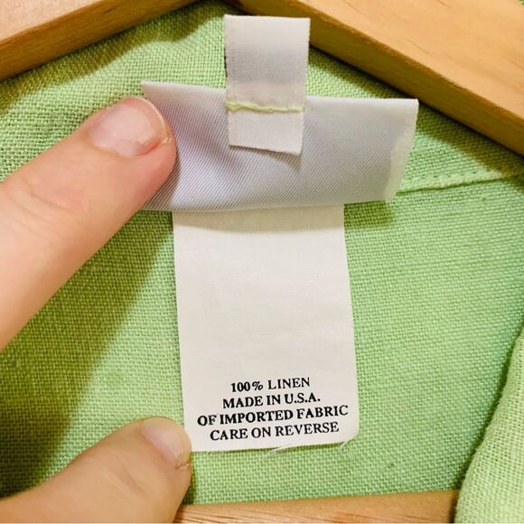 Hot Cotton by Marc Ware Green Linen button front shirt sleeve Top size large - Picture 3 of 6